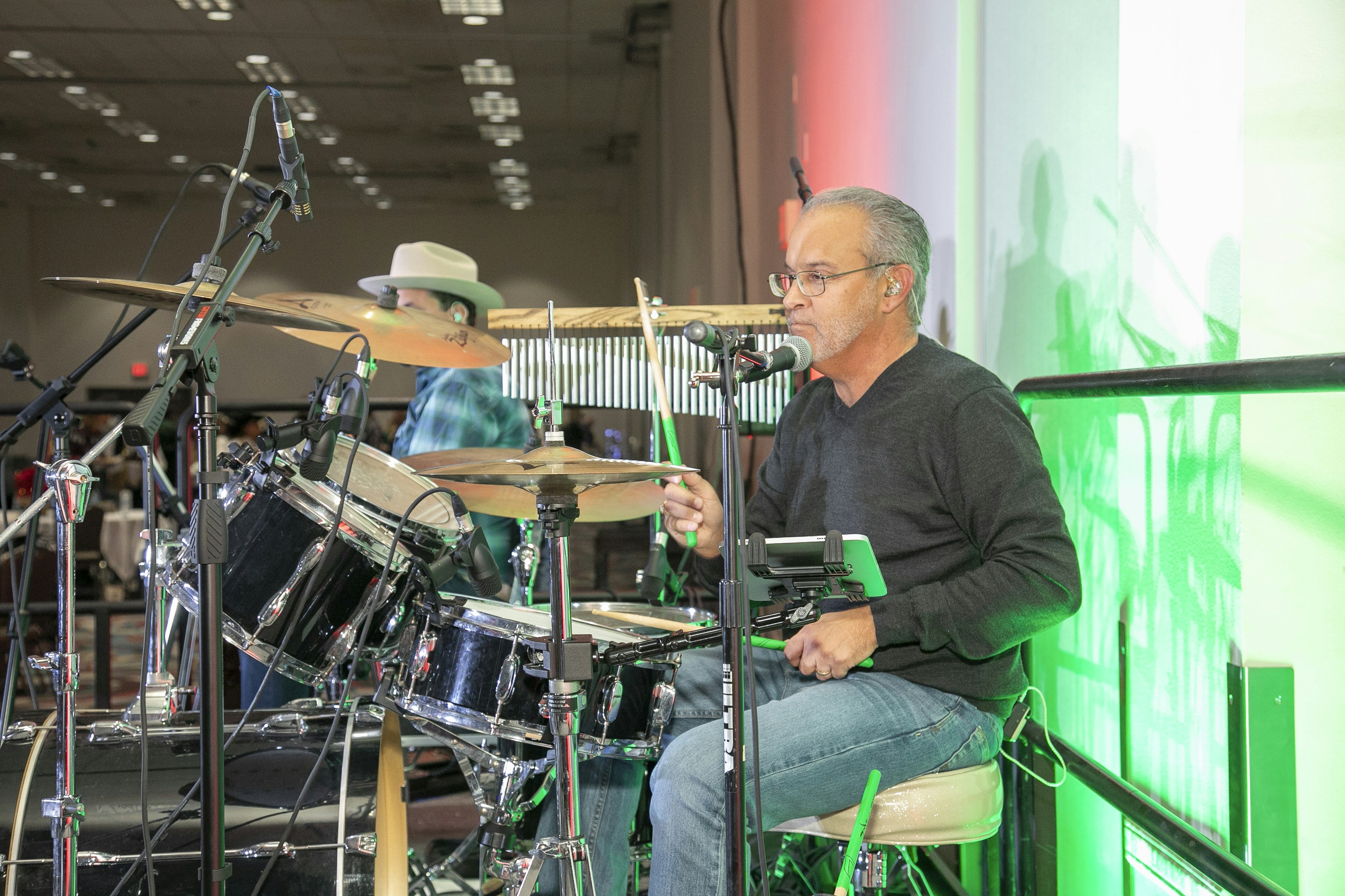 Drummer and vocalist performing live with Texas Sunset Band