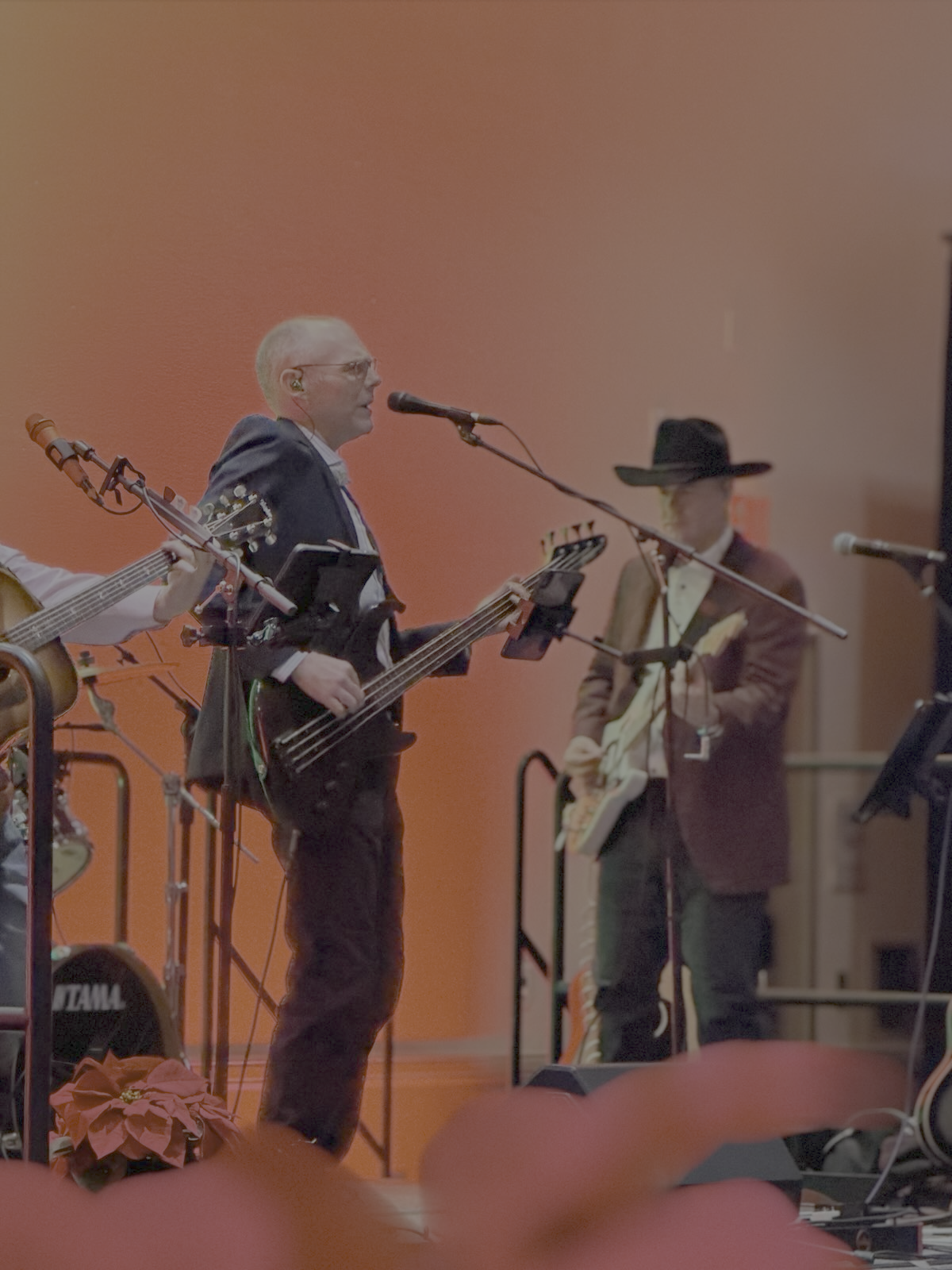 Texas Sunset Band bass player playing and singing